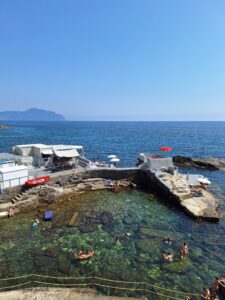 The wonderful view from the Genoa Nervi promenade towards the Portofino Promontory